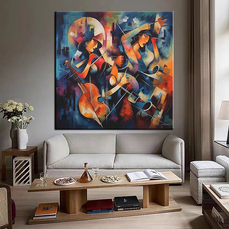 Large Hand Painted Wall Art Jazz Music Band painting Abstract Oil Painting on Canvas Modern Contemporary Art Home Decoration ready to hang or canvas4