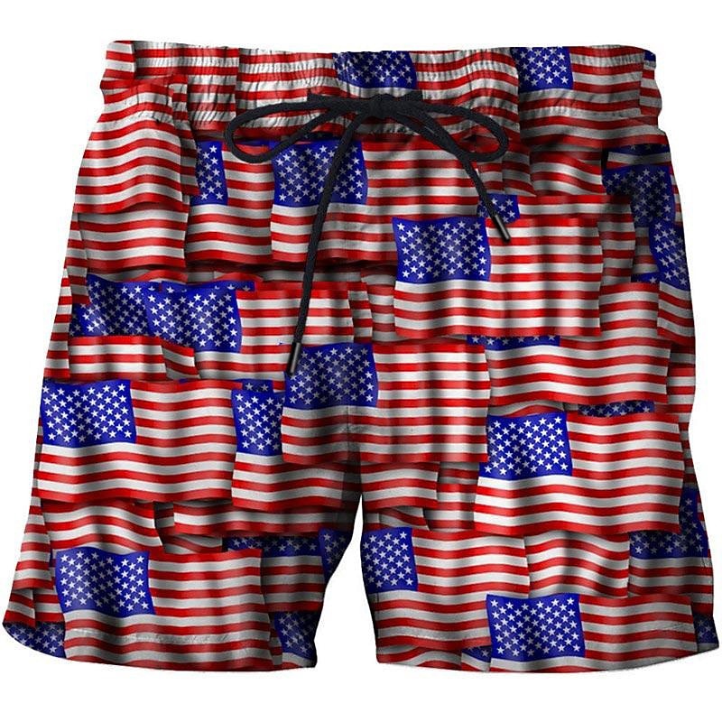 Men's Eagle American Flag Swimming Trunks Board Shorts Swim Shorts Mid Waist Hawaiian Casual Holiday Beach Drawstring with Mesh lining Elastic Waist Designer Clothing Apparel2
