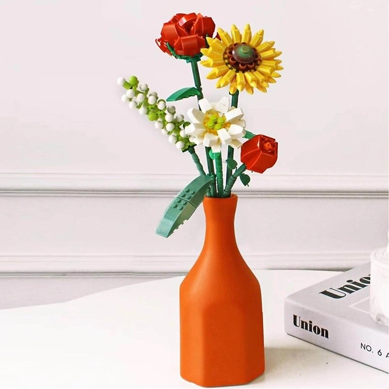 Women's Day Gifts Building Block Flower White Chrysanthemum Desktop DecorationDecorative Flower Plastic Building Blocks Flower Creative Puzzle Toy Festival Gift Mother's Day Gifts for MoM2