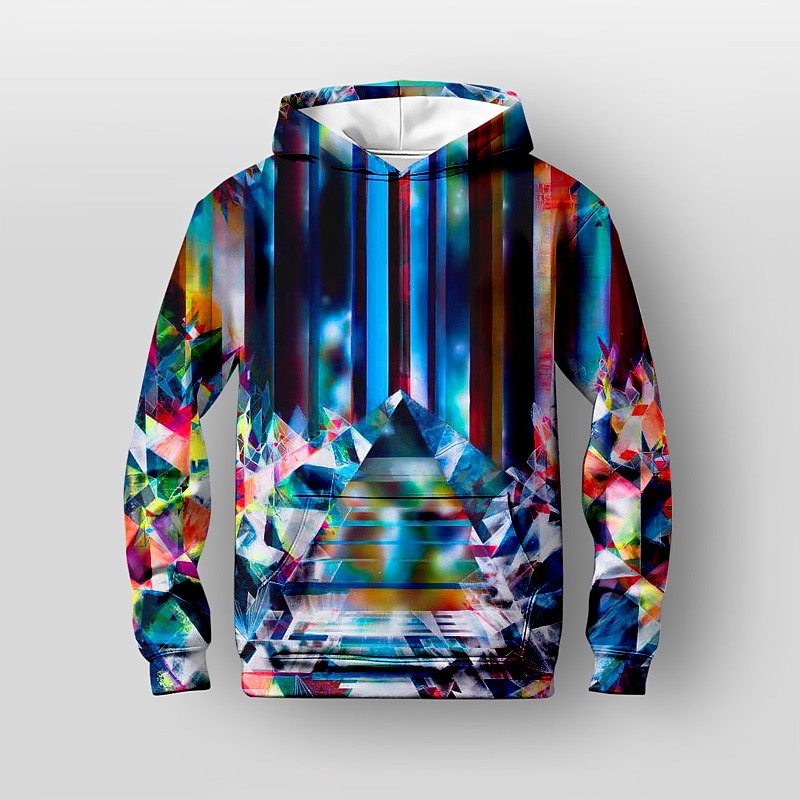 Boys 3D Geometric Hoodie Pullover Long Sleeve 3D Print Spring Fall Fashion Streetwear Cool Kids 3-12 Years Hooded Outdoor Casual Daily Regular Fit4