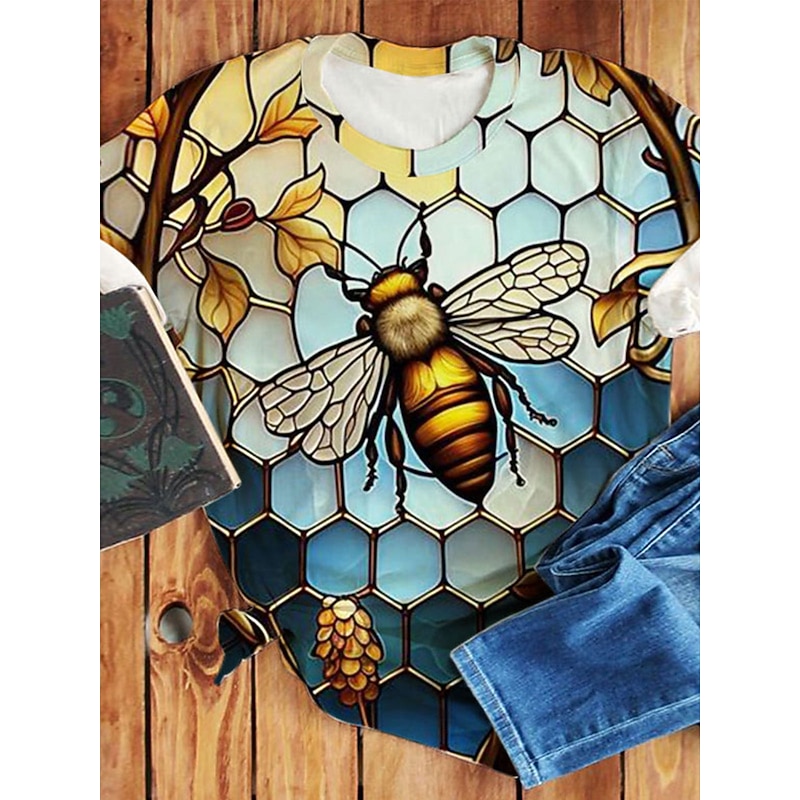 Women's T Shirt Fashion Floral Print Short Sleeve Regular Tops Round Neck Daily Weekend Yellow Blue Orange Summer2