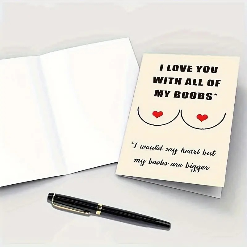 Valentine's Day Funny Card Anniversary Celebration Card I LOVE YOU With ALL OF MY BOOBS
