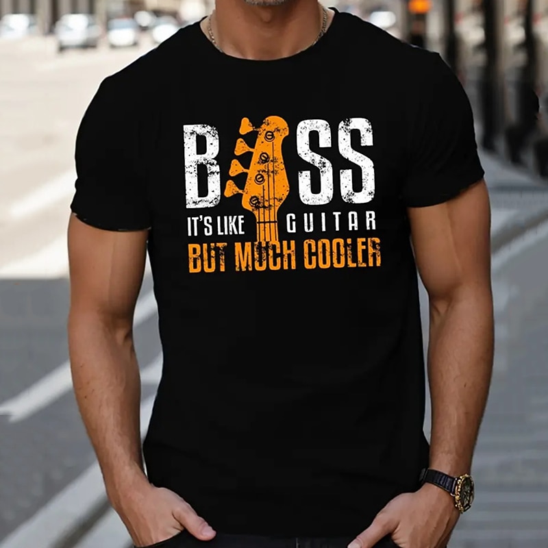 Men's Funny Bass Guitar Graphic T-Shirt - 'It's Like Guitar But Much Cooler' Short Sleeve Music Tee3