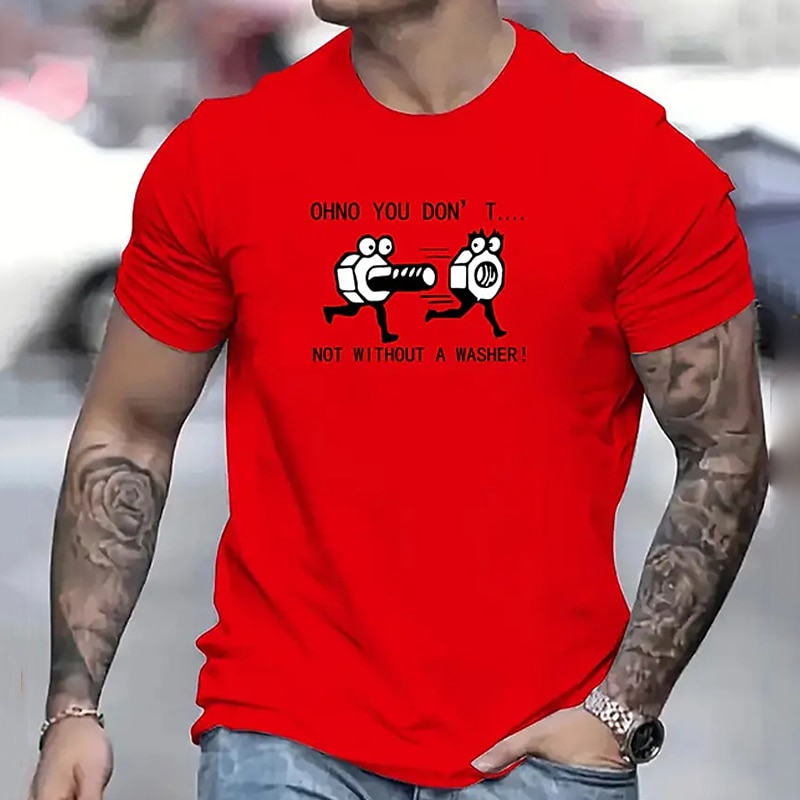 Men's Funny Graphic T-Shirt: 'Ohno You Don't... Not Without A Washer!' Mechanic Pun Short Sleeve Tee3