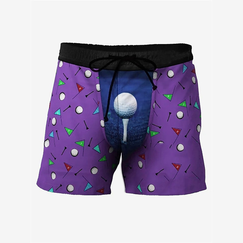 Men's Optical Illusion Graffiti Golf Swim Shorts Board Shorts Swimming Trunks Mid Waist Hawaiian Casual Holiday Beach Drawstring with Mesh lining Elastic Waist Designer Clothing Apparel2