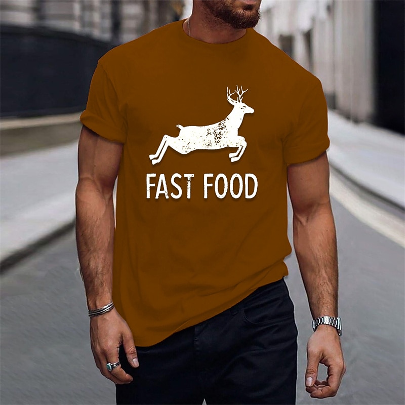 Men's Fast Food T Shirt Tee Top Cotton Short Sleeve Graphic Shirt Heather Gray Beige Light Blue Comfortable Tee Sports Outdoor Holiday Fashion Designer Clothing3