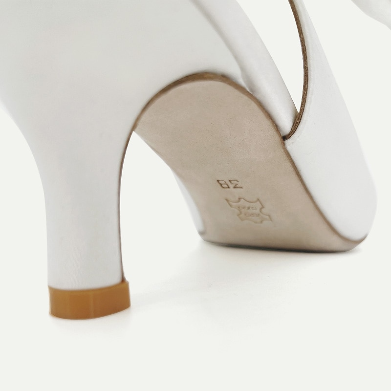 White Slingback Heels with Crystal Buckle for Women - Elegant Wedding and Evening Shoes3