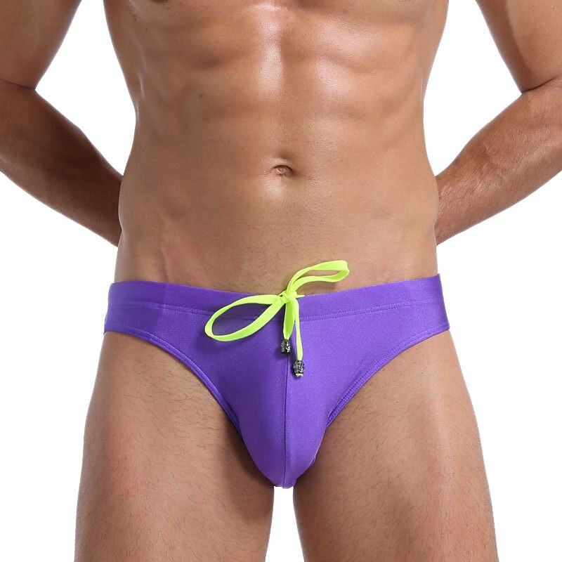 Men's Swim Briefs Daily Beach Breathable Quick Dry Drawstring Elastic Waist Plain Short Sport Casual Activewear Black White Micro-elastic4