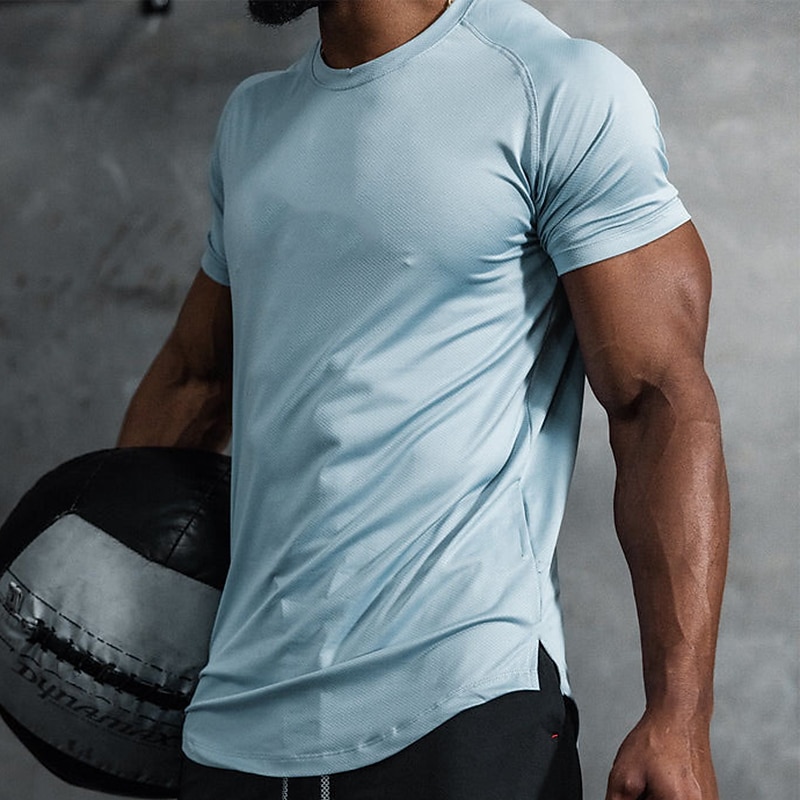 Men's T shirt Tee Fitness Shirt Basketball Shirt Athletic Shirts Crew Neck Short Sleeve Sports & Outdoor Vacation Going out Casual Daily Quick dry Sweat wicking Breathable Soft Plain Wine Red Black - Main Image