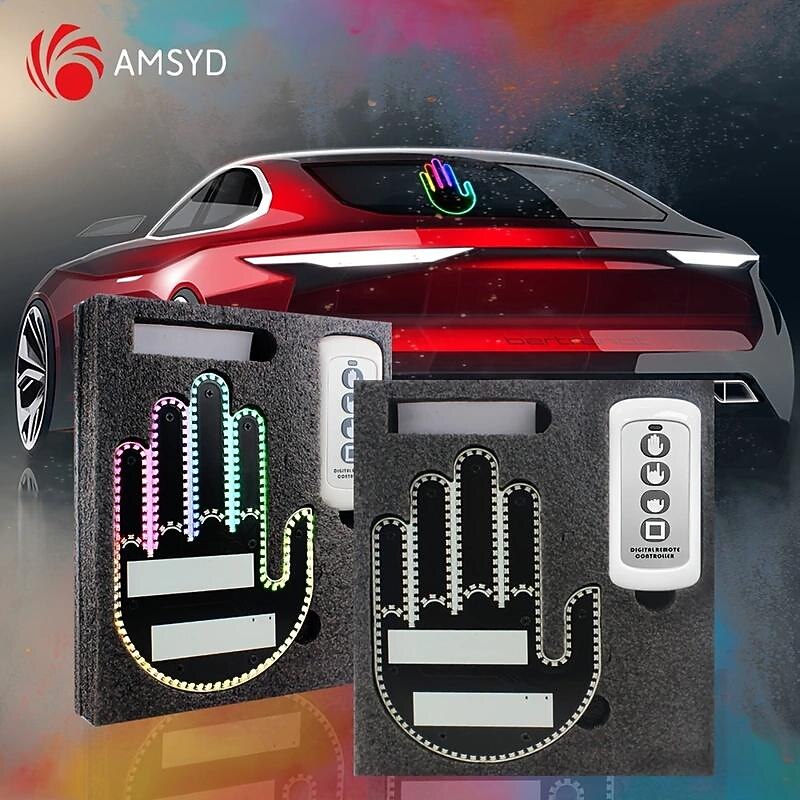 Led RGB Finger Lights Illuminated Gesture Light Car Finger Lamp with Remote Color Changing2