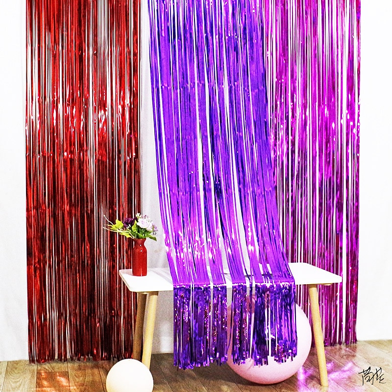 2*2m Rain Silk Curtain New House Tied with Wedding Room Hanging Curtain Romantic and Beautiful Wedding Banquet Colorful Strips Proposal Scenery Aluminum Foil Strip T-Table Decoration3