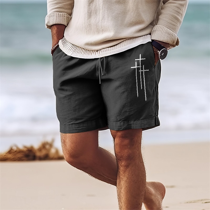 Men's Cross Shorts Summer Shorts Beach Shorts Mid Waist Hawaiian Casual Outdoor Holiday Going out Drawstring Elastic Waist Print Designer Clothing Apparel4