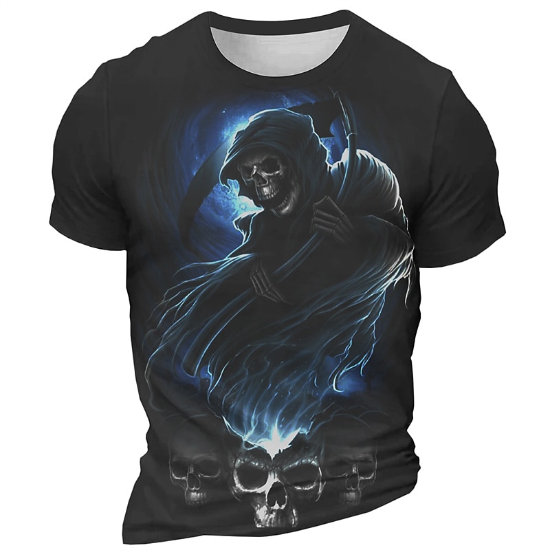 Men's Graphic Grim Reaper Skeleton T Shirt Short Sleeve T shirt 3D Print Crew Neck Shirt Daily Designer Retro Vintage Sports Outdoor Holiday Going out Blue Red Purple Spring & Summer Clothing Apparel4