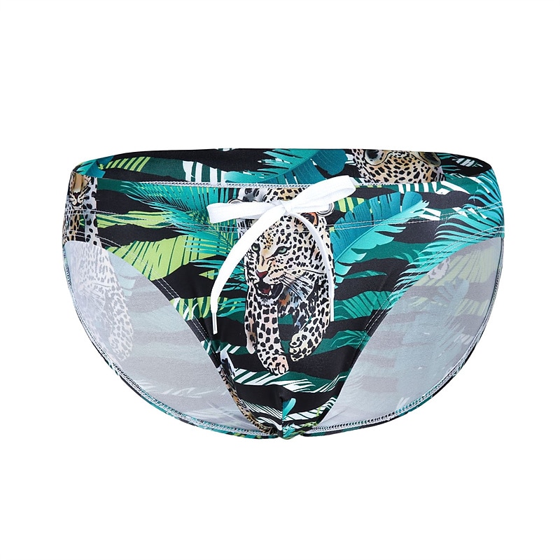 Men's Swim Briefs Beach Swimming Pool Party Breathable Quick Dry Drawstring Elastic Waist Graphic Short Sport Casual Activewear Blue Purple Micro-elastic2