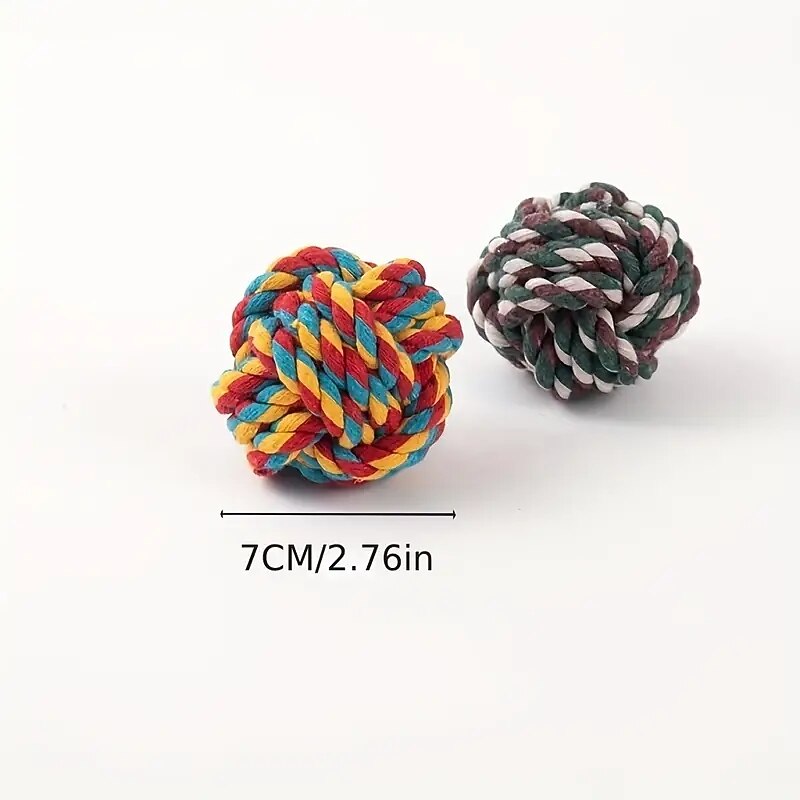 2pc Radom Color Rope Knot Ball Dog Chew Toy Dog Grinding Teeth Training Interactive Chew Toy For Boredom Relief2