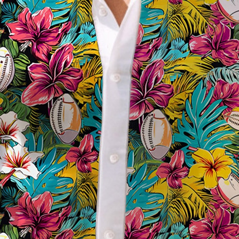 Men's Floral Tropical Flowers Shirt Summer Hawaiian Shirt Aloha Shirt Short Sleeve Shirt Turndown Casual Outdoor Street Casual Daily Pink Dark Navy Blue S M L4