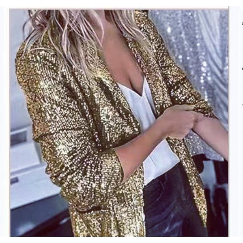 Retro Vintage 1980s Suits & Blazers Disco Sequins Solid Color Fancy Dress Women's Performance Party Pride Parade Adults' Coat2