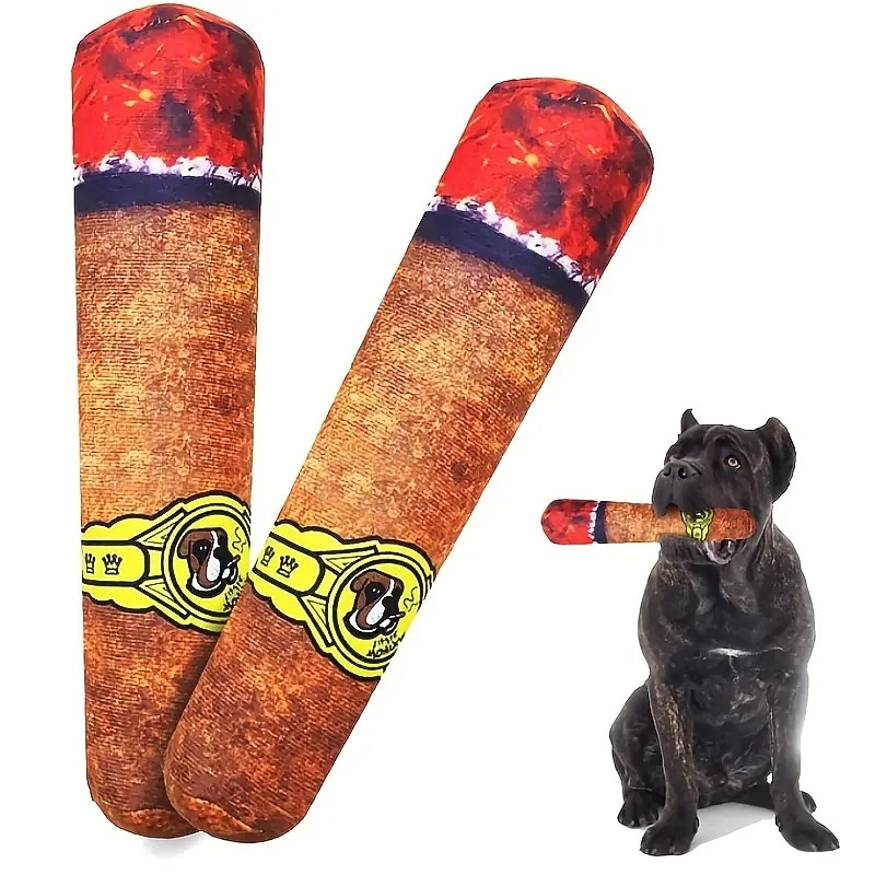 1pc Plush Cigar Squeaky Dog Toys Funny Cute Dog Gifts