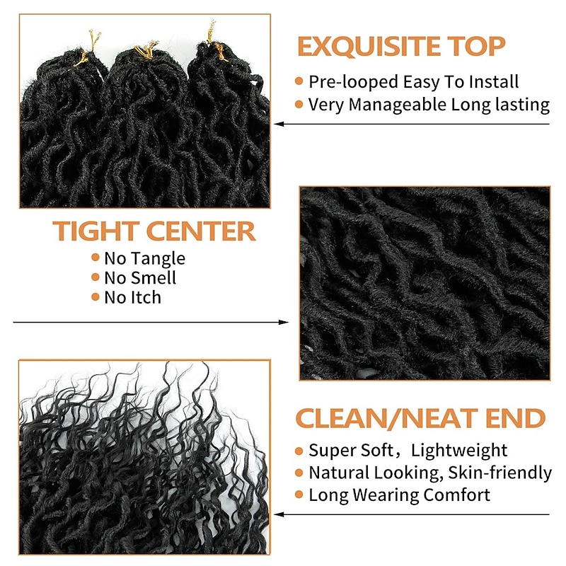 Faux Locs Crochet Hair For Black Women Soft Locs 24 Inch Goddess Crochet Hair Curly Ends Dreadlocks Boho Style Synthetic Braiding Hair Extensions3
