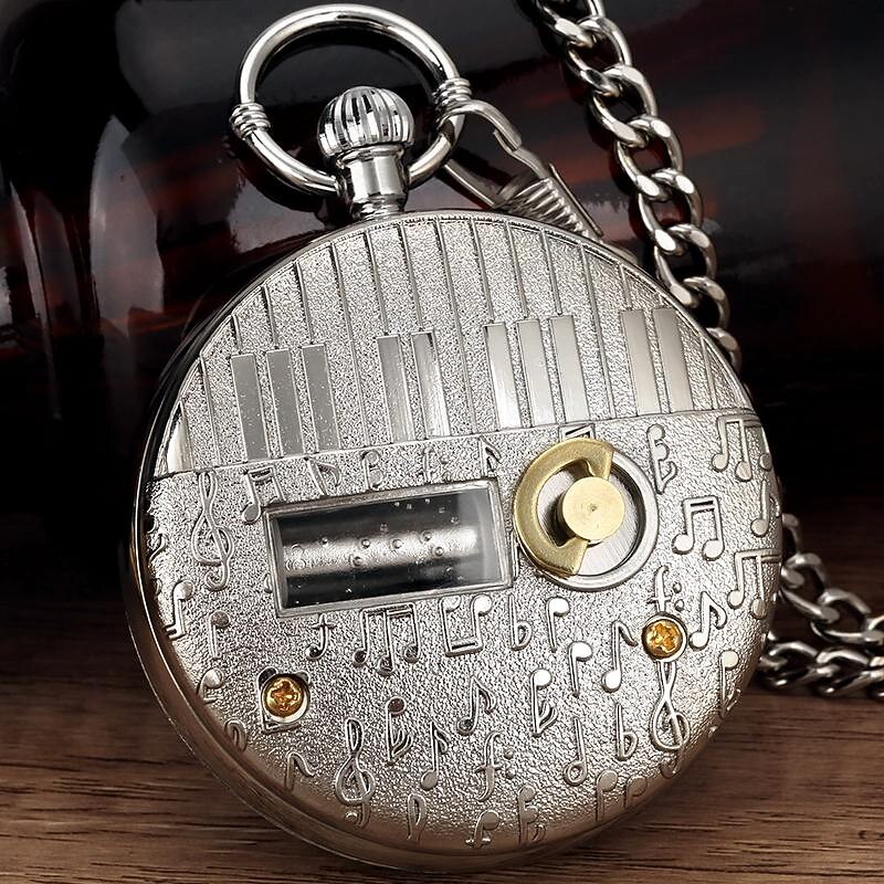Space Series Music Pocket Watch Men with Chain Retro Vintage Fashion Clock Women Music Necklace Watches Unique Couples Collectibles Gift3