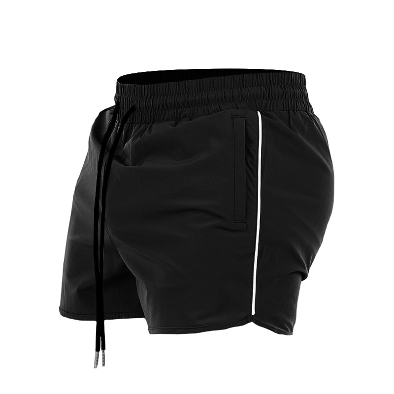 Men's Athletic Shorts Running Shorts Gym Shorts Sports Going out Weekend Quick Dry Running Casual Moisture Wicking Pocket Elastic Waist Drawstring Plain Knee Length Gymnatics Activewear Black Red2