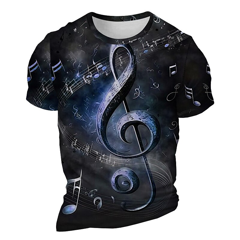 Music Festival Men's Graphic Musical Notes T Shirt Short Sleeve T shirt 3D Print Crew Neck Shirt Daily Designer Retro Vintage Sports Outdoor Holiday Going out Red Blue Khaki Spring & Summer Clothing2