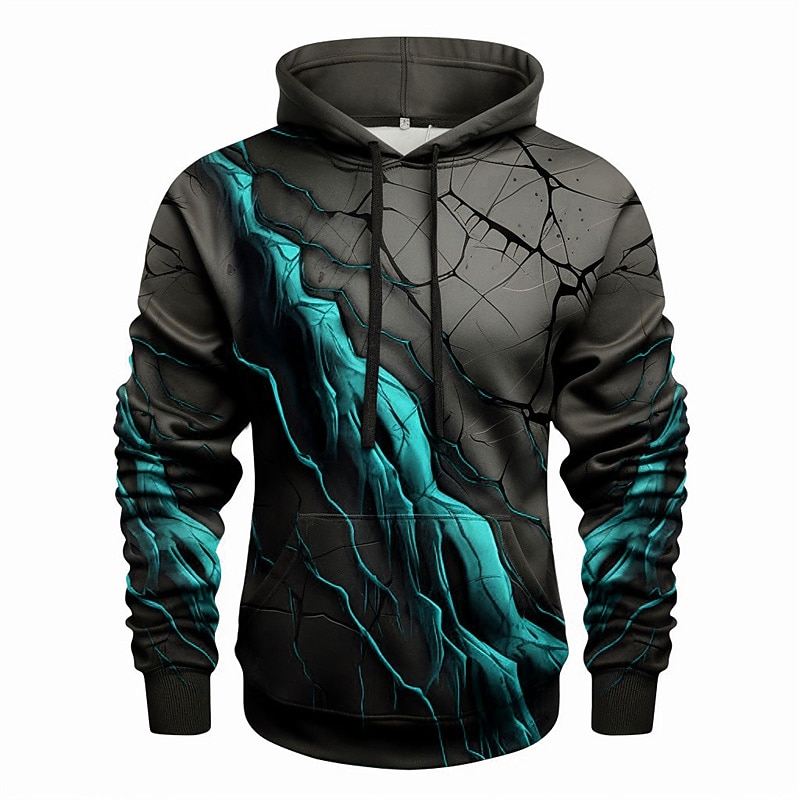 Men's Graphic Color Block Gothic Horror Crack Hoodie Hoodies Sweatshirt Fashion Daily Long Sleeve Hooded Vacation Sports Outdoor Holiday Red Blue Print Front Pocket Spring &  Fall Designer2