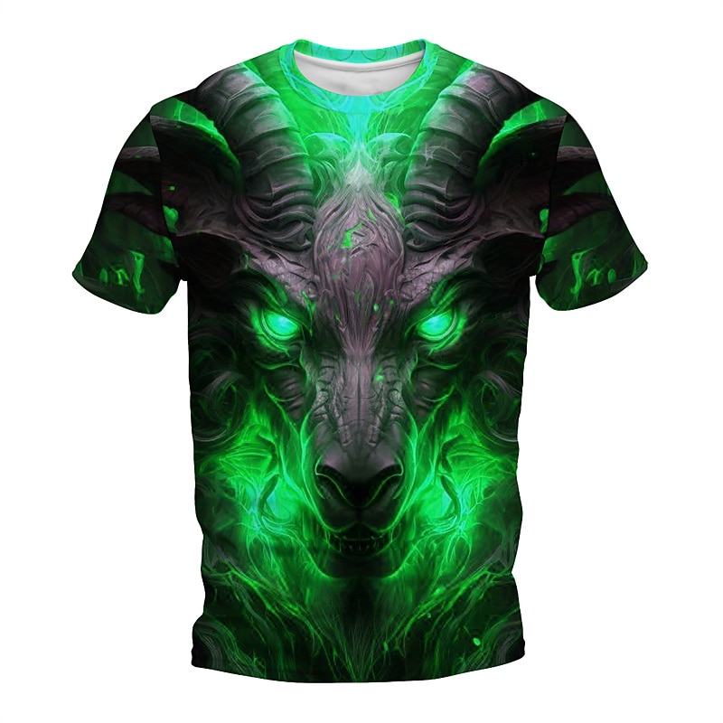 Men's Graphic Animal Flame T Shirt Short Sleeve T shirt 3D Print Crew Neck Shirt Daily Designer Retro Vintage Sports Outdoor Holiday Going out Yellow Purple Orange Spring & Summer Clothing Apparel S3