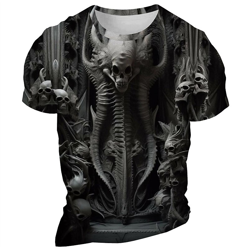 Men's Graphic Skeleton Monster T Shirt Short Sleeve T shirt 3D Print Crew Neck Shirt Daily Designer Retro Vintage Sports Outdoor Holiday Going out Black Red Blue Spring & Summer Clothing Apparel S M4