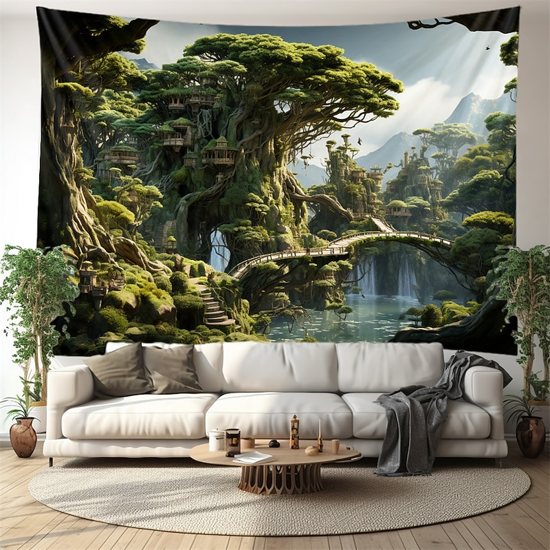 Magic Tree Houses Hanging Tapestry Wall Art Large Tapestry Mural Decor Photograph Backdrop Blanket Curtain Home Bedroom Living Room Decoration 5