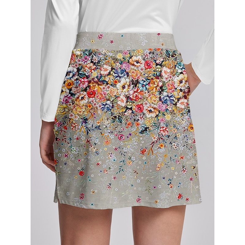 Women's Tennis Skirts Golf Skirts 16inch Pickleball Grey Bottoms Floral Ladies Golf Attire Clothes Outfits Wear Apparel3