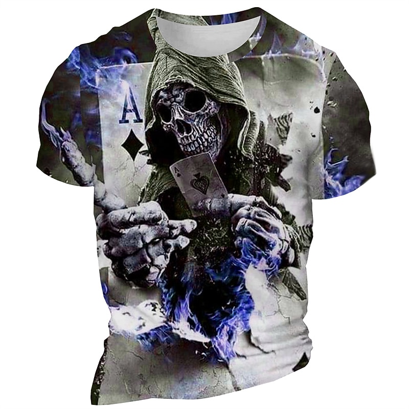 Men's Graphic Grim Reaper Gothic T Shirt Short Sleeve T shirt 3D Print Crew Neck Shirt Daily Designer Retro Vintage Sports Outdoor Holiday Going out Blue Purple Brown Spring & Summer Clothing Apparel