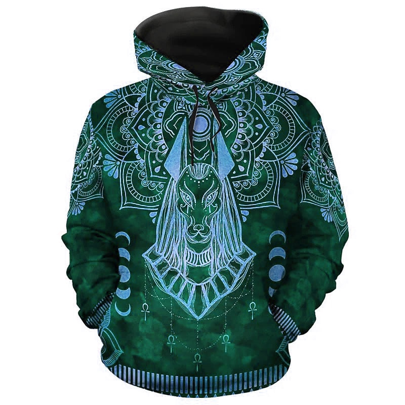 Men's Graphic Animal Tribal Hoodie Hoodies Sweatshirt Daily Basic Long Sleeve Hooded Vacation Sports Outdoor Holiday Red Purple Print Front Pocket Spring &  Fall Designer4