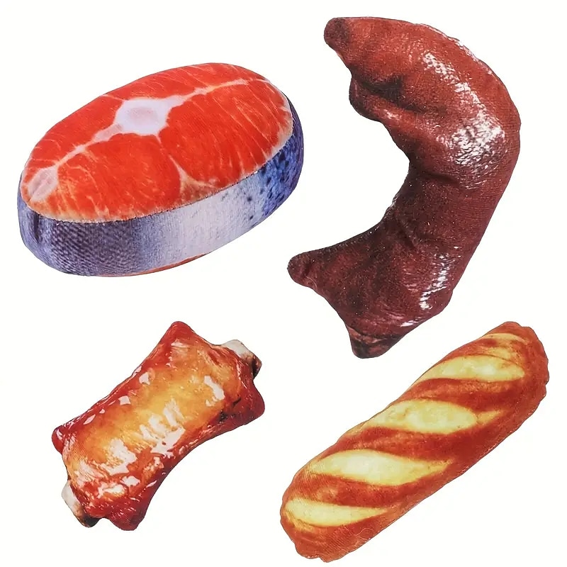 Interactive Durable Chew Toy for Dogs 1pc Food Design PetGrinding Teeth Squeak Plush Toy