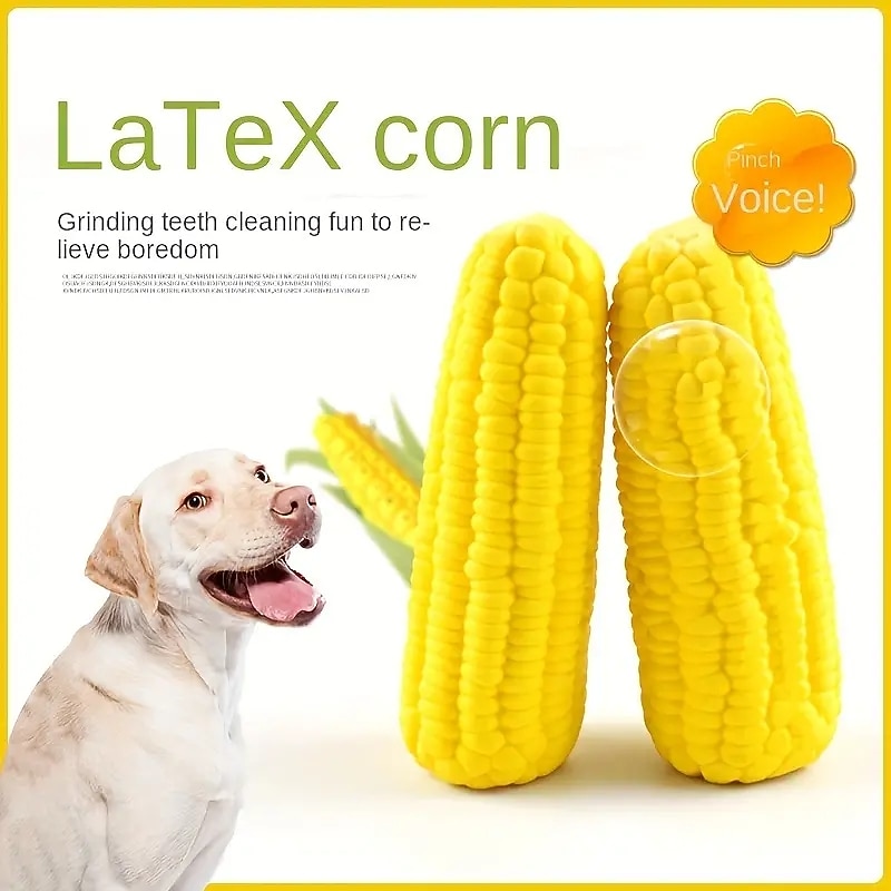 Corn Design Durable Dog Chew Latex Toys Tough Squeaky Dog Grinding Teeth Toys