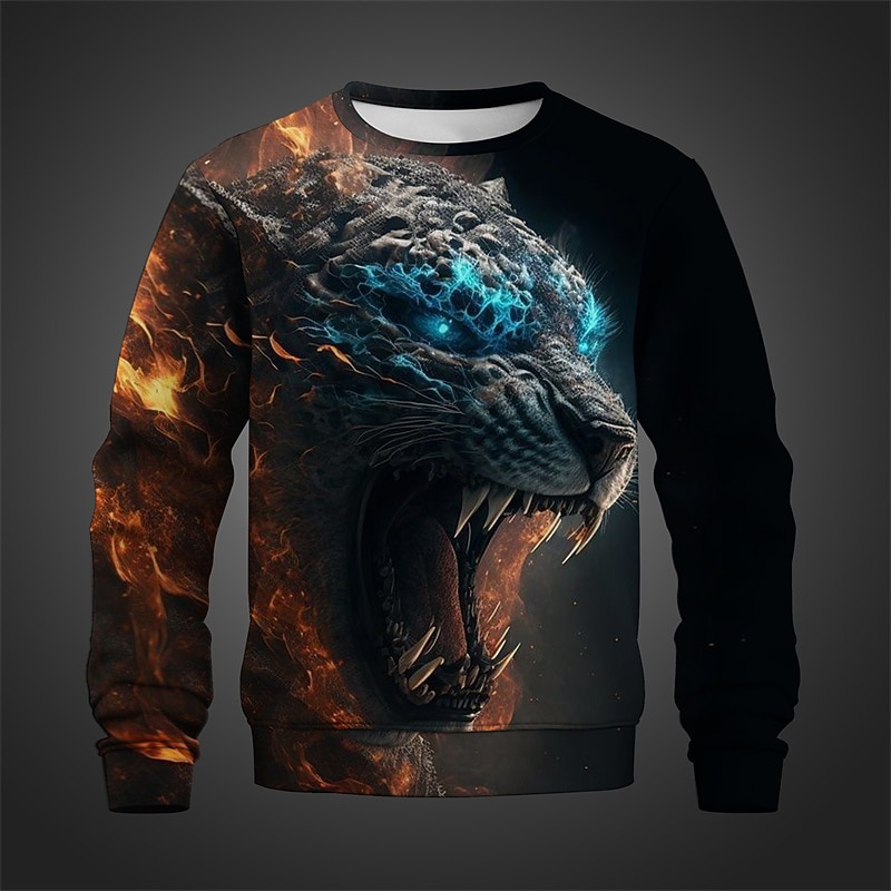 Men's Graphic Animal Sweatshirts Golf Pullover Sweatshirt Long Sleeve Sweatshirt Crew Neck Fashion Daily Casual 3D Print Vacation Holiday Going out Print Spring &  Fall