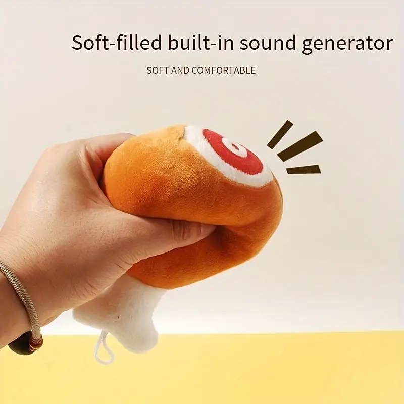 1pc Chicken Leg Design Pet Grinding Teeth Squeaky Plush ToyDurable Chew Toy For Dog Interactive Supply2
