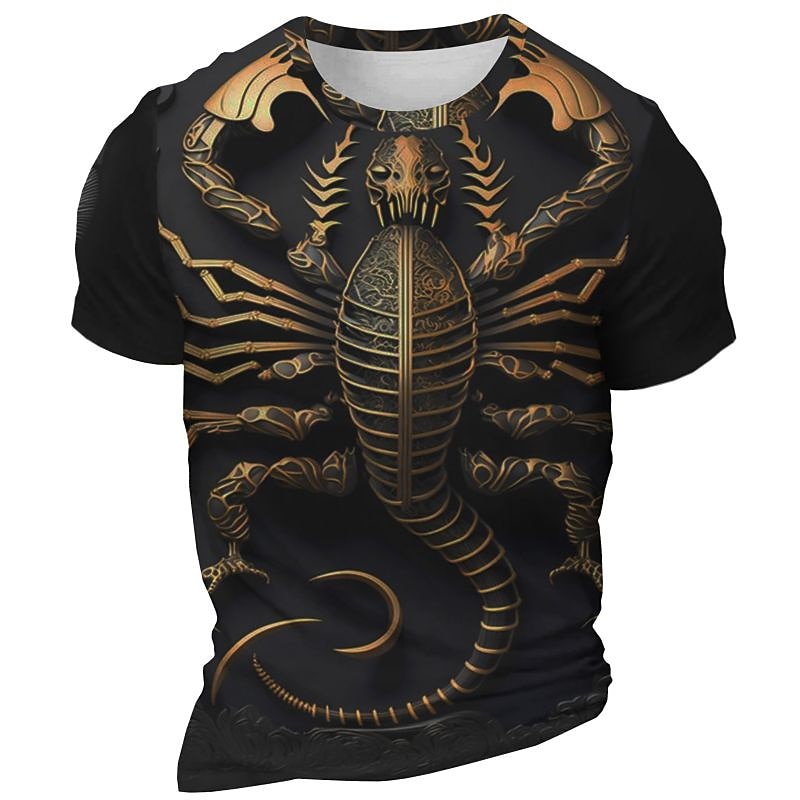 Men's Graphic Scorpion T Shirt Short Sleeve T shirt 3D Print Crew Neck Shirt Daily Designer Retro Vintage Sports Outdoor Holiday Going out Purple Brown Gray Spring & Summer Clothing Apparel S M L XL