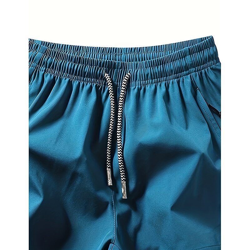 Men's Athletic Shorts Running Shorts Gym Shorts Sports Going out Weekend Breathable Quick Dry Running Casual Pocket Drawstring Elastic Waist Plain Knee Length Gymnatics Activewear Black Blue3