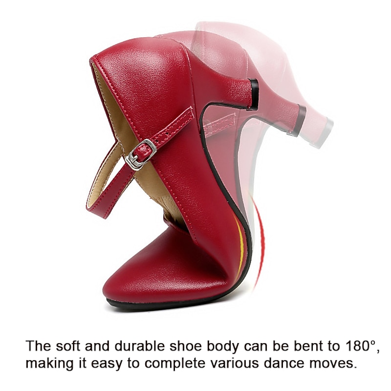 Women's Heels Pumps Slip-Ons Mary Jane Vintage Shoes Comfort Shoes Party Outdoor Daily Kitten Heel Round Toe Elegant Vintage Fashion Leather Cowhide Buckle Ankle Strap Silver Dark Red Black3