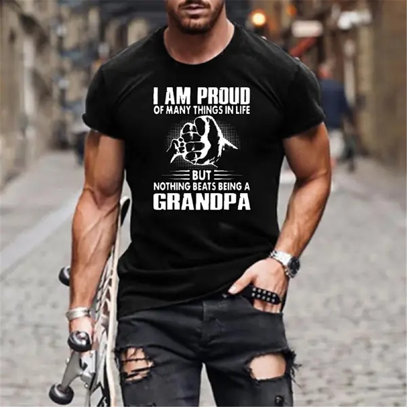 Men's Letter Hand T Shirt Tee Top Cotton Short Sleeve Graphic Shirt Black Army Green Dark Blue Comfortable Tee Sports Outdoor Holiday Fashion Designer Clothing