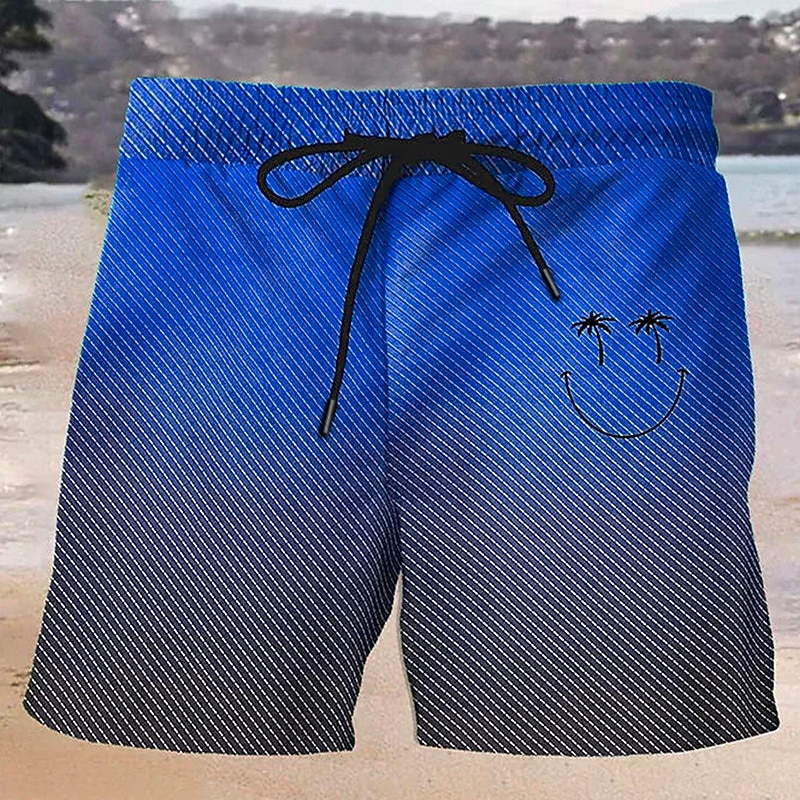 Men's Gradient Coconut Tree Stripes Swim Trunks Swim Shorts Board Shorts Mid Waist Hawaiian Casual Holiday Beach Drawstring with Mesh lining Elastic Waist Designer Clothing Apparel2