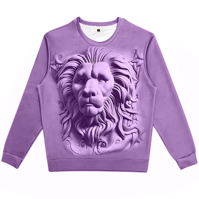 Men's Graphic Animal Lion Sweatshirts Golf Pullover Sweatshirt Long Sleeve Sweatshirt Crew Neck Fashion Daily Casual 3D Print Vacation Holiday Going out Print Spring &  Fall2