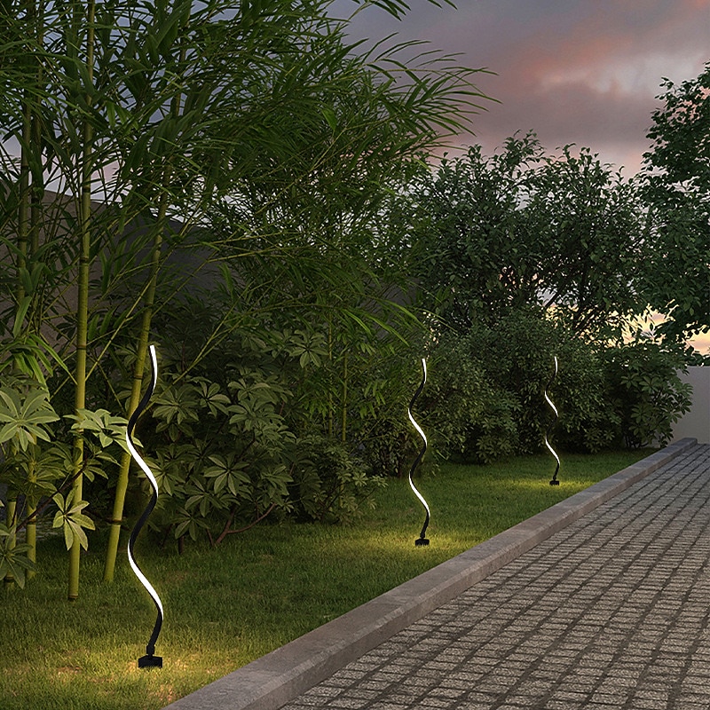 Outdoor LED Post Light Creative Twisted Seaweed Shaped Waterproof LED Modern Lawn Lights3