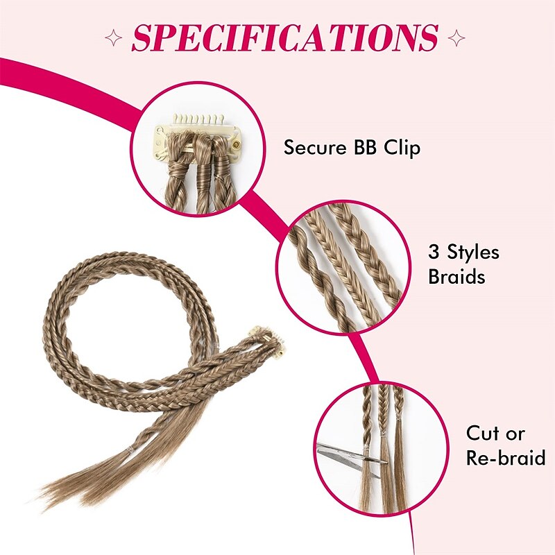 Clip in Braids Hair Extensions REECHO 6 PCS Clip in Hair Extensions Baby Braids Braids for Summer and Party 22 Long Natural Soft Synthetic Hairpieces2