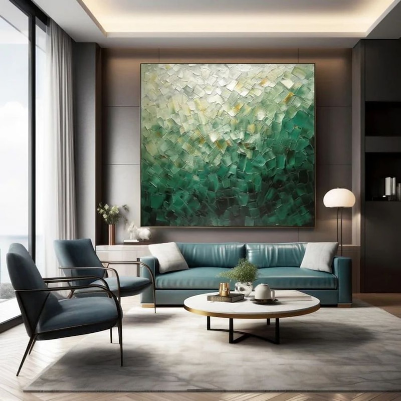 Handmade Oil Painting Canvas Wall Art Decoration Contemporary Green Abstract for Home Decor Rolled Frameless Unstretched Painting3