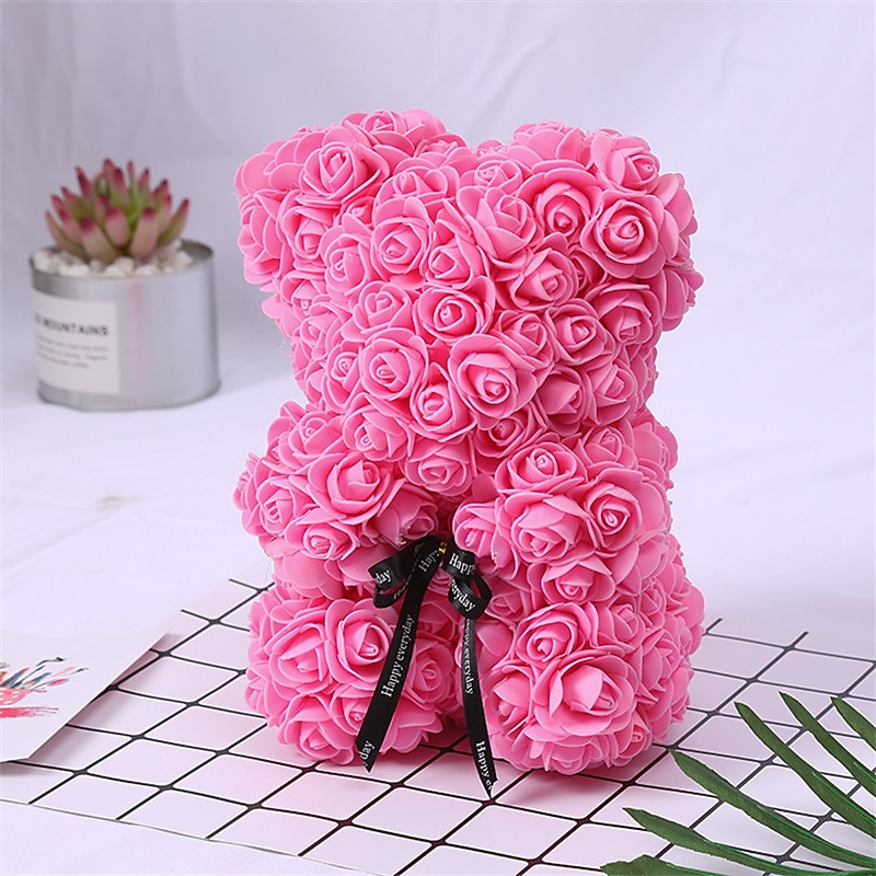 Women's Day Gifts Valentine's Day Gift Creativity 25cm Rose Bear teddy day Gift Box Pe Flower Romantic Foam Bear Hug Bear Mother's Day Gifts for MoM4