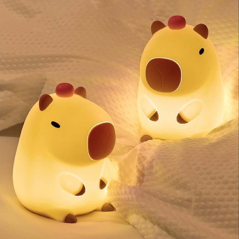 Silicone Capybara Night Lights, Capybara Animal Lamp, Portable USB Rechargeable Animal Lamps Touch Control Lamp, Silicone Night Light with Timing Function for Home Bedroom Living Room Decor4