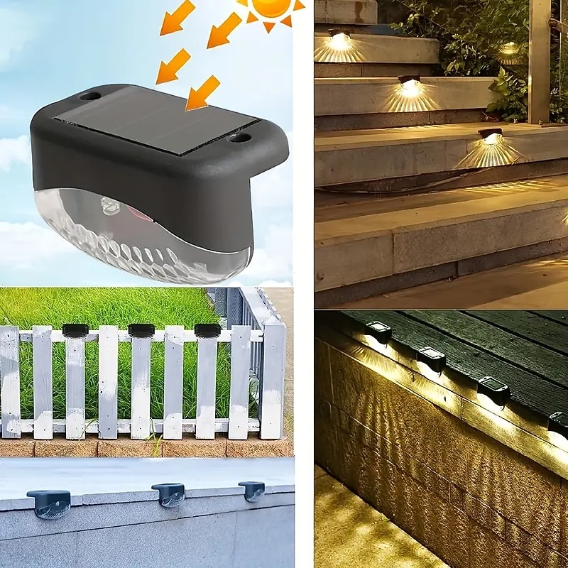 4pcs Solar Outdoor Deck Lights Waterproof Courtyard Garden Scenic Villa Park Light Balcony Stairs Wall And Railings Decorated With Solar Night Lights3