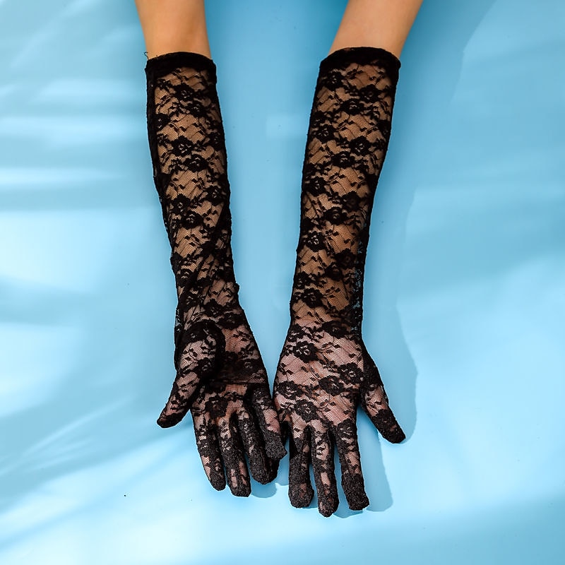 Opera Gloves Long Gloves Evening Gloves Long Gloves Retro Vintage Roaring 20s 1920s Lace For Flapper Girl Cosplay Carnival Women's Costume Jewelry Fashion Jewelry3